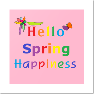 Hello Spring Happiness Time Posters and Art